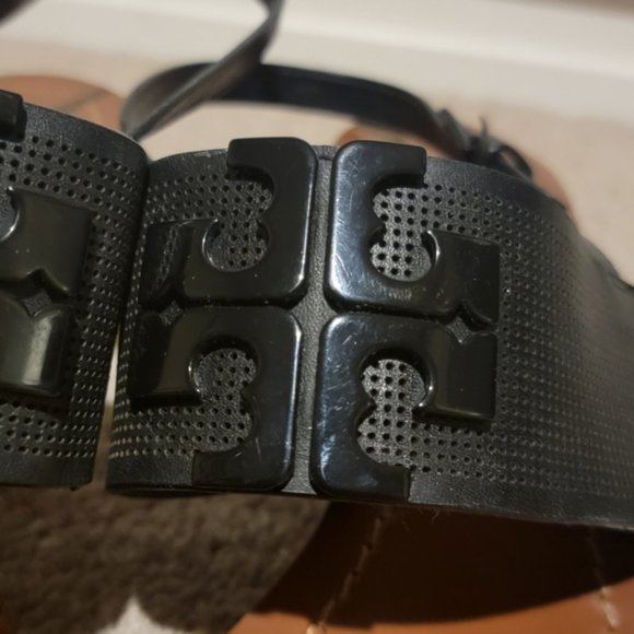 Tory Burch Lowell 2 Perforated Leather Heel Black Size 10.5 - Picture 7 of 12